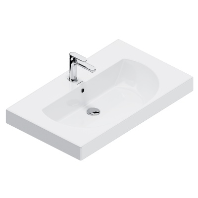 Раковина Buongiorno/Бонджорно подвесная/мебельная 80, белая глянцевая