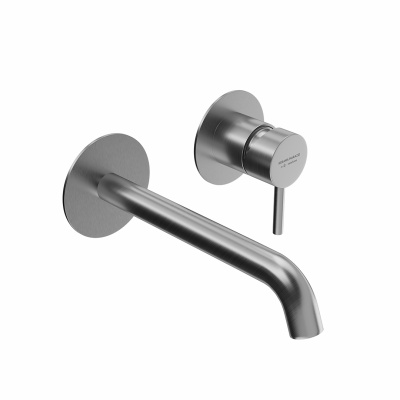 Смеситель для раковины Eterna/Этерна настенный, без донного клапана, нержавеющая сталь Смеситель для раковины Eterna/Этерна настенный, без донного клапана, нержавеющая сталь