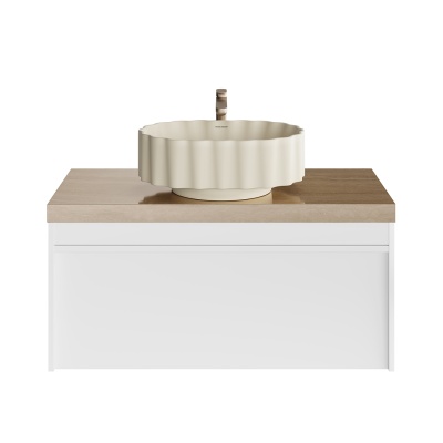 Тумба MODULA подвесная 100 с ящиком 1+1, белая глянцевая