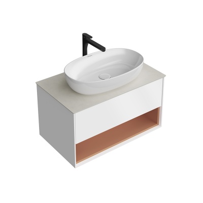 Тумба Plaza Modern/Плаза Модерн подвесная 80, нажимное открывание, 1 ящик, подсветка, белая матовая+сахара Тумба Plaza Modern/Плаза Модерн подвесная 80, нажимное открывание, 1 ящик, подсветка, белая матовая+сахара