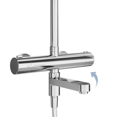 Душевая колонна Fonte/Фонте на 3 потока с поворотным изливом с термостатическим смесителем, хром