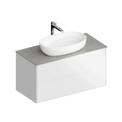 Тумба Plaza Modern/Плаза Модерн подвесная 100 белый 2 ящика