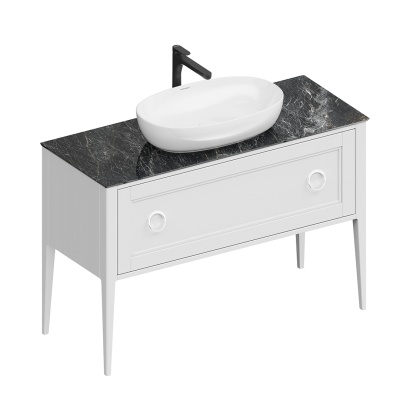 Тумба Plaza Classic/Плаза Классик напольная 1+1 ящик 120, белая матовая Тумба Plaza Classic/Плаза Классик напольная 1+1 ящик 120, белая матовая