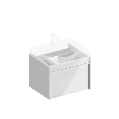 Тумба MODULA подвесная 60 с ящиком 1+1, белая глянцевая