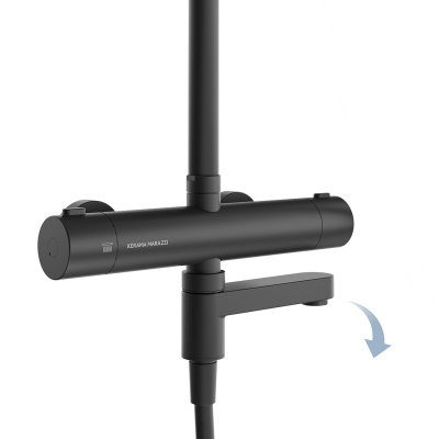 Душевая колонна Fonte/Фонте на 3 потока с поворотным изливом с термостатическим смесителем, черный матовый Душевая колонна Fonte/Фонте на 3 потока с поворотным изливом с термостатическим смесителем, черный матовый