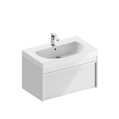 Тумба Modula/Модула подвесная 80 с ящиком 1+1, белая глянцевая