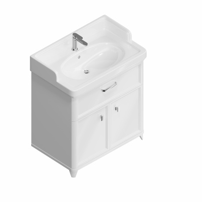 Тумба POMPEI напольная с ящиком и дверцами 80, белая глянцевая