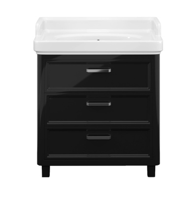 Тумба Pompei/Помпеи напольная с 3 ящиками 80,черная глянцевая