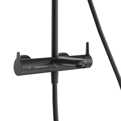 Душевая колонна Fonte/Фонте на 3 потока с фиксированным изливом и механическим смесителем, черный матовый