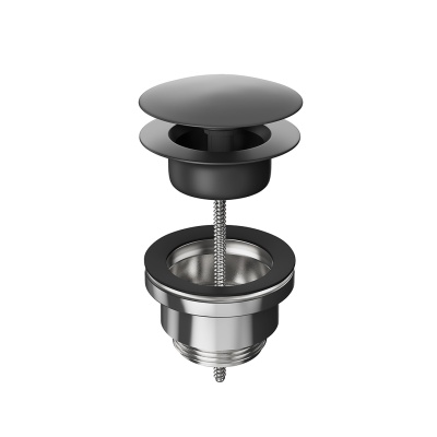 Донный клапан клик-клак для раковины, матовый черный