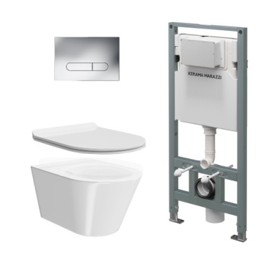 Комплект с подвесным унитазом ПЛАЗА МОДЕРН, универсальным сиденьем, инсталляцией ПРО и кнопкой управления хром Комплект с подвесным унитазом ПЛАЗА МОДЕРН, универсальным сиденьем, инсталляцией ПРО и кнопкой управления хром
