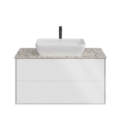 Тумба Plaza Modern/Плаза Модерн подвесная 100, нажимное открывание, 2 ящика, белая матовая Тумба Plaza Modern/Плаза Модерн подвесная 100, нажимное открывание, 2 ящика, белая матовая