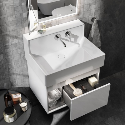 Тумба Logica M/Лоджика М подвесная 2 выдвижных ящика 65, белоснежный