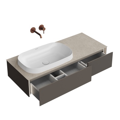 Тумба Magica/Маджика подвесная 120, 2 ящика, вечерний серый матовый Тумба Magica/Маджика подвесная 120, 2 ящика, вечерний серый матовый