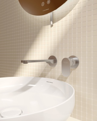 Смеситель для раковины Siara/Сиара настенный, с внутренней частью, нержавеющая сталь Смеситель для раковины Siara/Сиара настенный, с внутренней частью, нержавеющая сталь