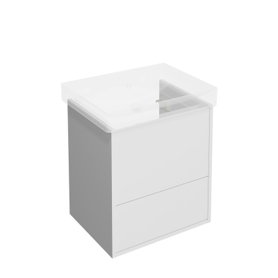 Тумба Pro/Про подвесная 2 ящика 55, белая матовая Тумба Pro/Про подвесная 2 ящика 55, белая матовая
