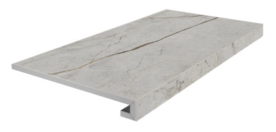 Ступень клееная фронтальная Ифран серый светлый матовый обрезной 33x60x0,9