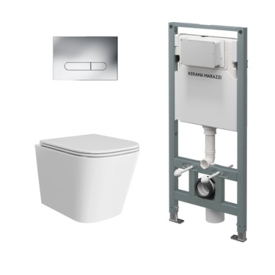 Комплект с подвесным унитазом КУБО, инсталляцией ПРО и кнопкой управления хром Комплект с подвесным унитазом КУБО, инсталляцией ПРО и кнопкой управления хром