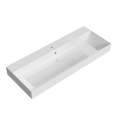 Раковина Grande/Гранде мебельная\подвесная 120, белая глянцевая, одно отверстие под смеситель