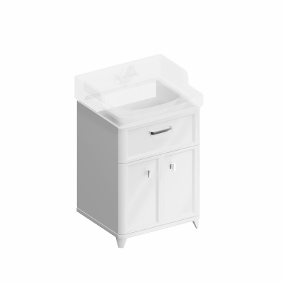 Тумба POMPEI напольная с ящиком и дверцами 60, белая глянцевая