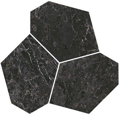 Декор Марсель наборный чёрный глянцевый обрезной 26,5x25,5x0,9