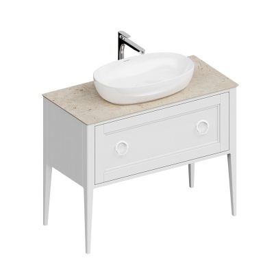 Тумба Plaza Classic/Плаза Классик напольная 1+1 ящик 100, белая матовая Тумба Plaza Classic/Плаза Классик напольная 1+1 ящик 100, белая матовая