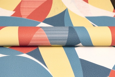 Обои виниловые на флизелиновой основе Шафран мотив, разноцветный синий