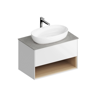 Тумба Plaza Modern/Плаза Модерн подвесная 80 белый 1 ящик + полка Тумба Plaza Modern/Плаза Модерн подвесная 80 белый 1 ящик + полка