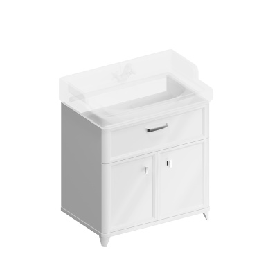 Тумба POMPEI напольная с ящиком и дверцами 80, белая глянцевая