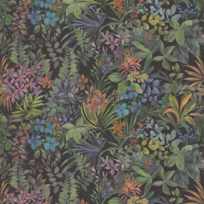 Обои виниловые Джангл мотив, чёрный цветной Обои виниловые Джангл мотив, чёрный цветной