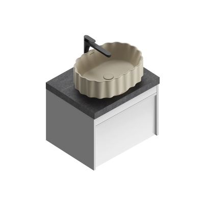 Тумба MODULA подвесная 60 с ящиком 1+1, белая глянцевая