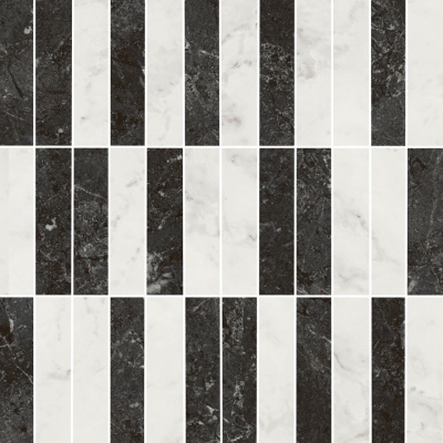 Декор Тубкаль мозаичный микс чёрный белый глянцевый обрезной 30x30x0,9 Декор Тубкаль мозаичный микс чёрный белый глянцевый обрезной 30x30x0,9