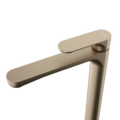 Смеситель для раковины OLE однорычажный высокий без донного клапана, золотой атласный Смеситель для раковины OLE однорычажный высокий без донного клапана, золотой атласный