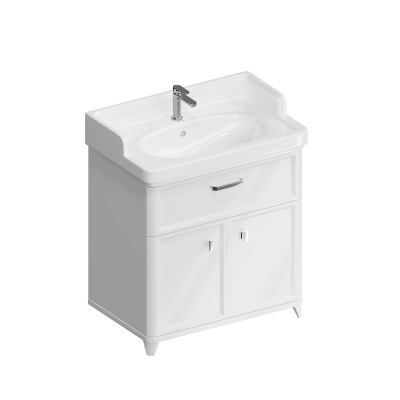 Тумба POMPEI напольная с ящиком и дверцами 80, белая глянцевая