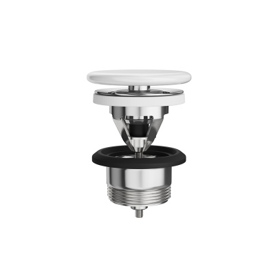 Донный клапан «клик-клак» с керамической крышкой, белый глянцевый Донный клапан «клик-клак» с керамической крышкой, белый глянцевый