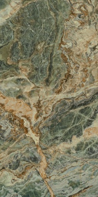 Панно Риальто Нобиле 2 зелёный лаппатированный обрезной 119,5x238,5x1,1