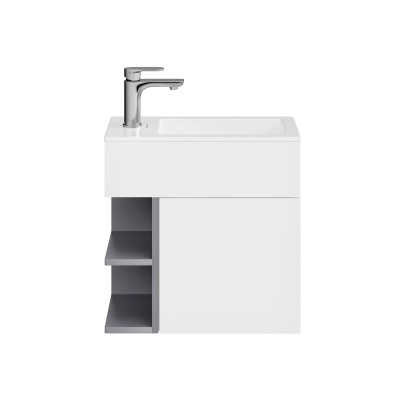 Тумба LATO подвесная 50 см, дверца push + полочки, утренний серый, серый пыльный матовый Тумба LATO подвесная 50 см, дверца push + полочки, утренний серый, серый пыльный матовый