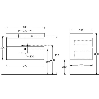 Тумба CUBO подвесная с ящиками 80, белая матовая Тумба CUBO подвесная с ящиками 80, белая матовая