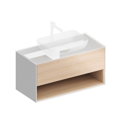 Тумба PLAZA Modern подвесная 100 дуб виченца 1 ящик + полка Тумба PLAZA Modern подвесная 100 дуб виченца 1 ящик + полка