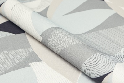 Обои виниловые на флизелиновой основе Шафран мотив, черный, листья