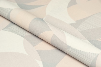 Обои виниловые на флизелиновой основе Шафран мотив, бежевый серый, листья