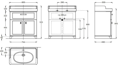 Тумба POMPEI напольная с ящиком и дверцами 80, белая глянцевая