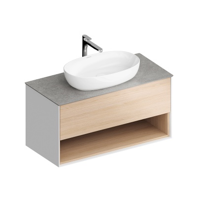 Тумба PLAZA Modern подвесная 100 дуб виченца 1 ящик + полка Тумба PLAZA Modern подвесная 100 дуб виченца 1 ящик + полка