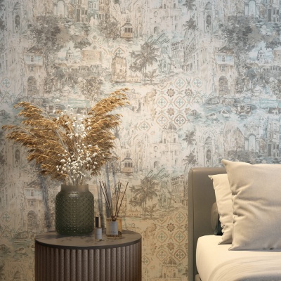 Обои виниловые Впечатление мотив, голубой