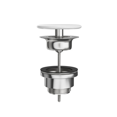 Донный клапан с керамической крышкой, белый глянцевый Донный клапан с керамической крышкой, белый глянцевый