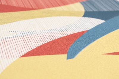 Обои виниловые на флизелиновой основе Шафран мотив, разноцветный синий Обои виниловые на флизелиновой основе Шафран мотив, разноцветный синий